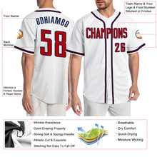 Laden Sie das Bild in den Galerie-Viewer, Custom White Red-Navy Authentic Baseball Jersey