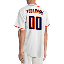 Laden Sie das Bild in den Galerie-Viewer, Custom White Navy-Orange Authentic Baseball Jersey