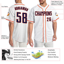 Laden Sie das Bild in den Galerie-Viewer, Custom White Navy-Orange Authentic Baseball Jersey