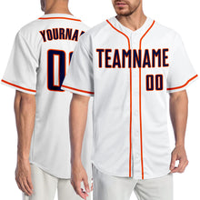 Laden Sie das Bild in den Galerie-Viewer, Custom White Navy-Orange Authentic Baseball Jersey