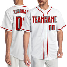 Laden Sie das Bild in den Galerie-Viewer, Custom White Red-Black Authentic Baseball Jersey