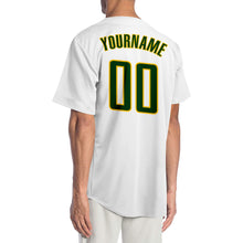 Laden Sie das Bild in den Galerie-Viewer, Custom White Green-Gold Authentic Baseball Jersey