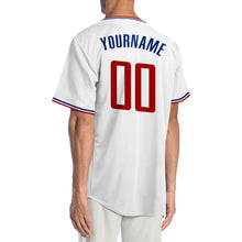 Laden Sie das Bild in den Galerie-Viewer, Custom White Red-Royal Authentic Baseball Jersey