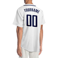 Laden Sie das Bild in den Galerie-Viewer, Custom White Navy Authentic Baseball Jersey