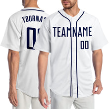 Laden Sie das Bild in den Galerie-Viewer, Custom White Navy Authentic Baseball Jersey
