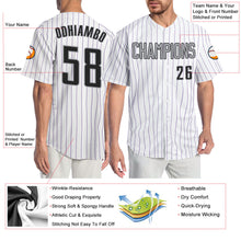 Charger l'image dans la galerie, Custom White Purple Pinstripe Black-Gray Authentic Baseball Jersey