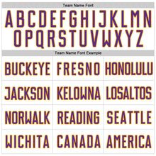 Charger l'image dans la galerie, Custom White Purple Pinstripe Purple-Gold Authentic Baseball Jersey