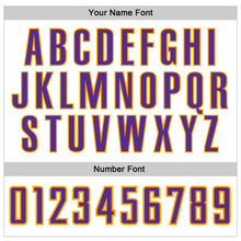 Charger l'image dans la galerie, Custom White Purple Pinstripe Purple-Gold Authentic Baseball Jersey