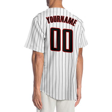 Charger l'image dans la galerie, Custom White Black Pinstripe Black-Red Authentic Baseball Jersey