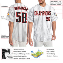 Charger l'image dans la galerie, Custom White Black Pinstripe Black-Red Authentic Baseball Jersey