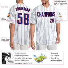 Charger l'image dans la galerie, Custom White Royal Pinstripe Royal-Red Authentic Baseball Jersey