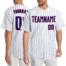 Charger l'image dans la galerie, Custom White Royal Pinstripe Royal-Red Authentic Baseball Jersey