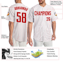 Charger l'image dans la galerie, Custom White Red Pinstripe Red Authentic Baseball Jersey