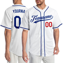 Laden Sie das Bild in den Galerie-Viewer, Custom White Royal-Red Authentic Baseball Jersey