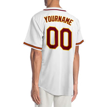Laden Sie das Bild in den Galerie-Viewer, Custom White Crimson-Gold Authentic Baseball Jersey