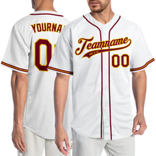 Laden Sie das Bild in den Galerie-Viewer, Custom White Crimson-Gold Authentic Baseball Jersey