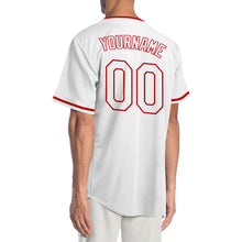 Laden Sie das Bild in den Galerie-Viewer, Custom White White-Red Authentic Baseball Jersey