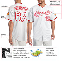 Laden Sie das Bild in den Galerie-Viewer, Custom White White-Red Authentic Baseball Jersey
