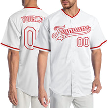 Laden Sie das Bild in den Galerie-Viewer, Custom White White-Red Authentic Baseball Jersey