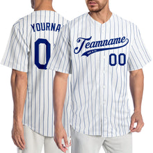Charger l'image dans la galerie, Custom White Royal Pinstripe Royal-White Authentic Baseball Jersey