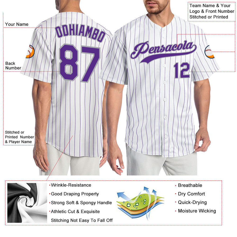 Custom White Purple-Red Authentic Baseball Jersey Discount