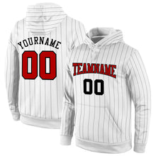Charger l'image dans la galerie, Custom Stitched White Black Pinstripe Red-Black Sports Pullover Sweatshirt Hoodie