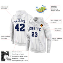 Загрузить изображение в средство просмотра галереи, Custom Stitched White Navy Pinstripe Navy-Gray Sports Pullover Sweatshirt Hoodie