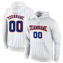Laden Sie das Bild in den Galerie-Viewer, Custom Stitched White Royal Pinstripe Royal-Orange Sports Pullover Sweatshirt Hoodie