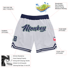 Загрузить изображение в средство просмотра галереи, Custom White Navy-Hunter Green Authentic Throwback Basketball Shorts