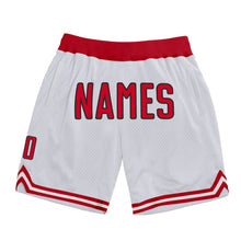 Load image into Gallery viewer, Custom White Red-Black Authentic Throwback Basketball Shorts