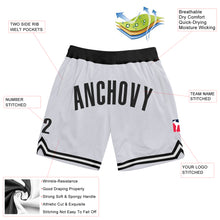 Laden Sie das Bild in den Galerie-Viewer, Custom White Black Authentic Throwback Basketball Shorts