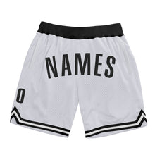 Laden Sie das Bild in den Galerie-Viewer, Custom White Black Authentic Throwback Basketball Shorts