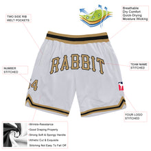 Load image into Gallery viewer, Custom White Old Gold-Black Authentic Throwback Basketball Shorts