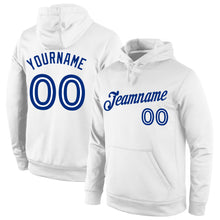 Загрузить изображение в средство просмотра галереи, Custom Stitched White White-Royal Sports Pullover Sweatshirt Hoodie