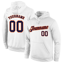 Загрузить изображение в средство просмотра галереи, Custom Stitched White Navy-Orange Sports Pullover Sweatshirt Hoodie