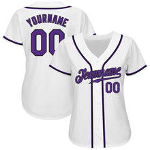 Laden Sie das Bild in den Galerie-Viewer, Custom White Purple-Black Authentic Baseball Jersey