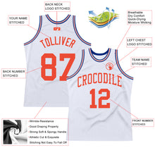 Load image into Gallery viewer, Custom White Orange-Royal Authentic Throwback Basketball Jersey
