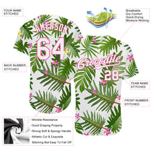 Laden Sie das Bild in den Galerie-Viewer, Custom White White-Pink 3D Pattern Design Tropical Palm Leaves Authentic Baseball Jersey