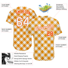 Laden Sie das Bild in den Galerie-Viewer, Custom White White-Orange 3D Pattern Design Orange Plaid Authentic Baseball Jersey