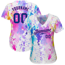 Laden Sie das Bild in den Galerie-Viewer, Custom White Royal-Pink 3D Pattern Design Watercolor Authentic Baseball Jersey