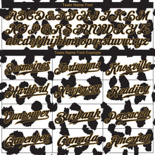Laden Sie das Bild in den Galerie-Viewer, Custom White Black-Old Gold 3D Pattern Design Leopard Authentic Baseball Jersey