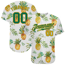 Load image into Gallery viewer, Custom White Kelly Green-Gold 3D Pattern Design Pineapples Authentic Baseball Jersey