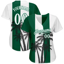 Laden Sie das Bild in den Galerie-Viewer, Custom White White-Kelly Green 3D Pattern Design Coconut Trees Authentic Baseball Jersey