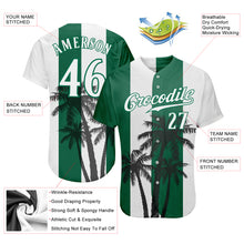 Laden Sie das Bild in den Galerie-Viewer, Custom White White-Kelly Green 3D Pattern Design Coconut Trees Authentic Baseball Jersey
