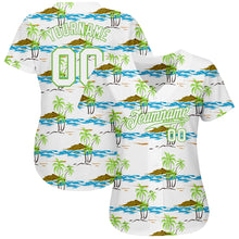 Laden Sie das Bild in den Galerie-Viewer, Custom White White-Neon Green 3D Pattern Design Beaches Authentic Baseball Jersey