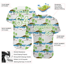 Laden Sie das Bild in den Galerie-Viewer, Custom White White-Neon Green 3D Pattern Design Beaches Authentic Baseball Jersey
