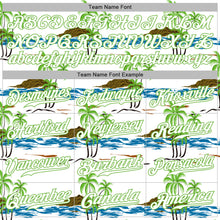 Laden Sie das Bild in den Galerie-Viewer, Custom White White-Neon Green 3D Pattern Design Beaches Authentic Baseball Jersey