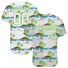 Laden Sie das Bild in den Galerie-Viewer, Custom White White-Neon Green 3D Pattern Design Beaches Authentic Baseball Jersey