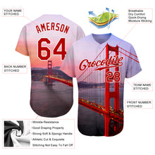 Laden Sie das Bild in den Galerie-Viewer, Custom White Red-White 3D Pattern Design Golden Gate Bridge Authentic Baseball Jersey