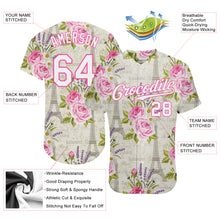 Laden Sie das Bild in den Galerie-Viewer, Custom White White-Pink 3D Pattern Design Floral Pattern With The Eiffel Tower Authentic Baseball Jersey